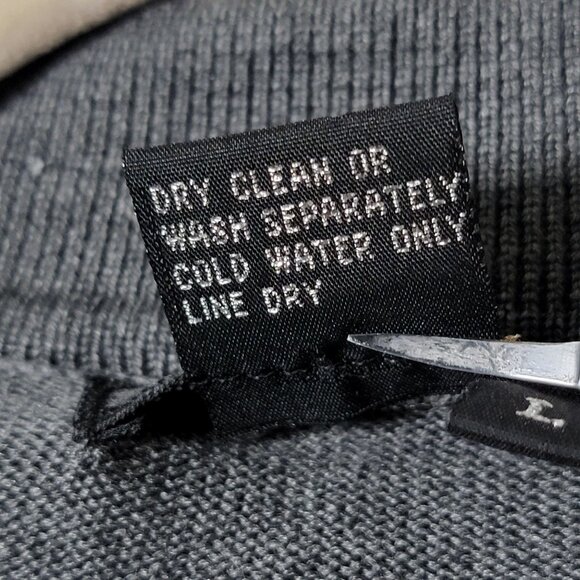 Tulliano Mens Gray Silk Cotton Old Money Long Sleeve Knit Polo Sweater Large - Picture 7 of 7